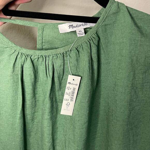Madewell Linen-Blend Michele Bubble Top in Fern Gully NWT - Size XS - Picture 6 of 8